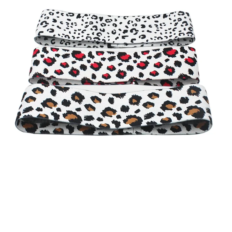 

2021 Custom printing fabric Leopard Print Exercise Fitness Hip Loop Booty Resistance Bands Set