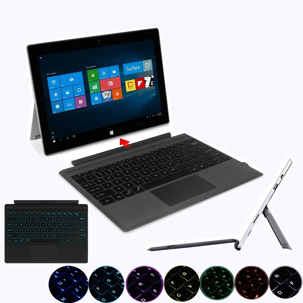 

For Microsoft Surface Pro 3 4 Tablet Wireless Backlight Touchpad Keyboard For Surface Pro 7 5 6 Turkish Russian Arabic Keyboard