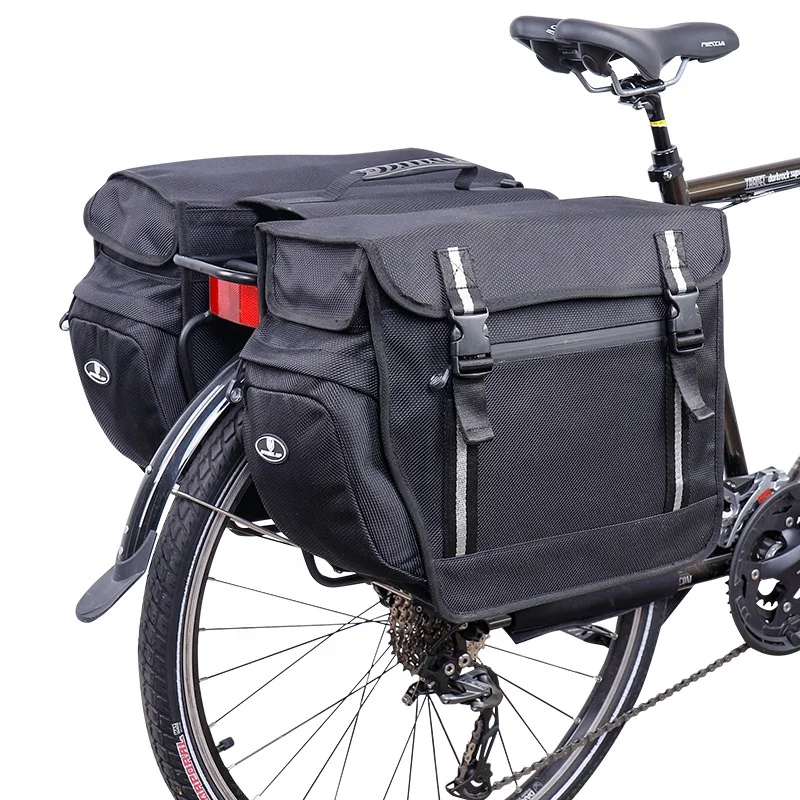 

WHEEL UP 48L Big Capacity Bike Double Pannier Waterproof Bicycle Luggage Carrier Rear Racks Bag, Black