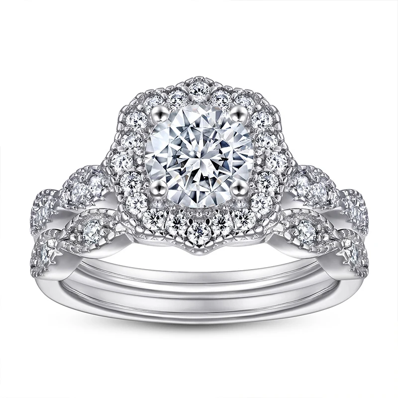 

Luxury Female Wedding Rings Jewelry 925 Sterling Silver Diamond Engagement moissanite Ring Set for Women Anniversary Gift