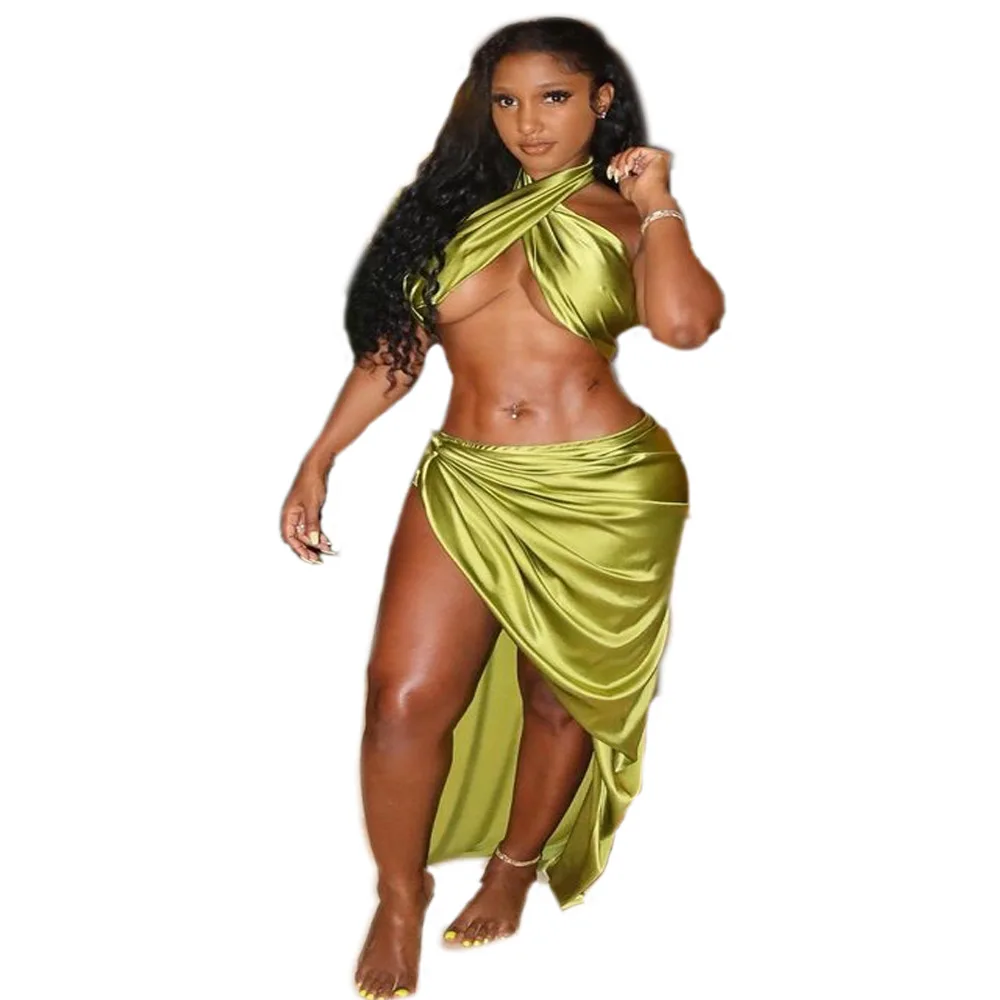 

9575 Females 2 Piece Skirt Set Women New Arrivals Women's Clothing European And American Fashion Sexy clothes women's sets, Picture color