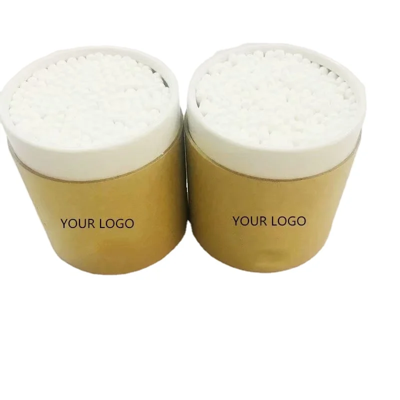 

200pcs eco friendly biodegradable custom paper box with logo bamboo stick cotton swabs, White