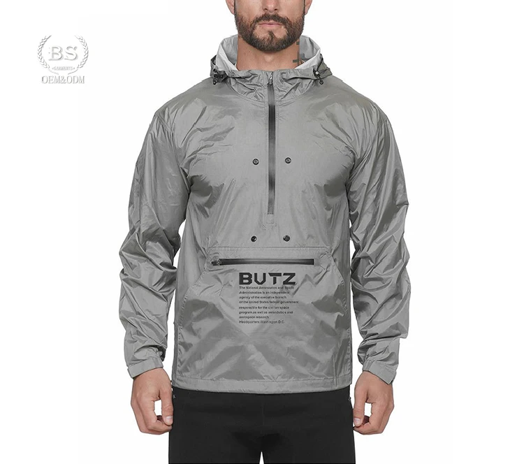 

Baisheng In Stock Casual Fashion Zip Up Hooded Jackets Slim Fit Sports Windbreaker Men Jacket
