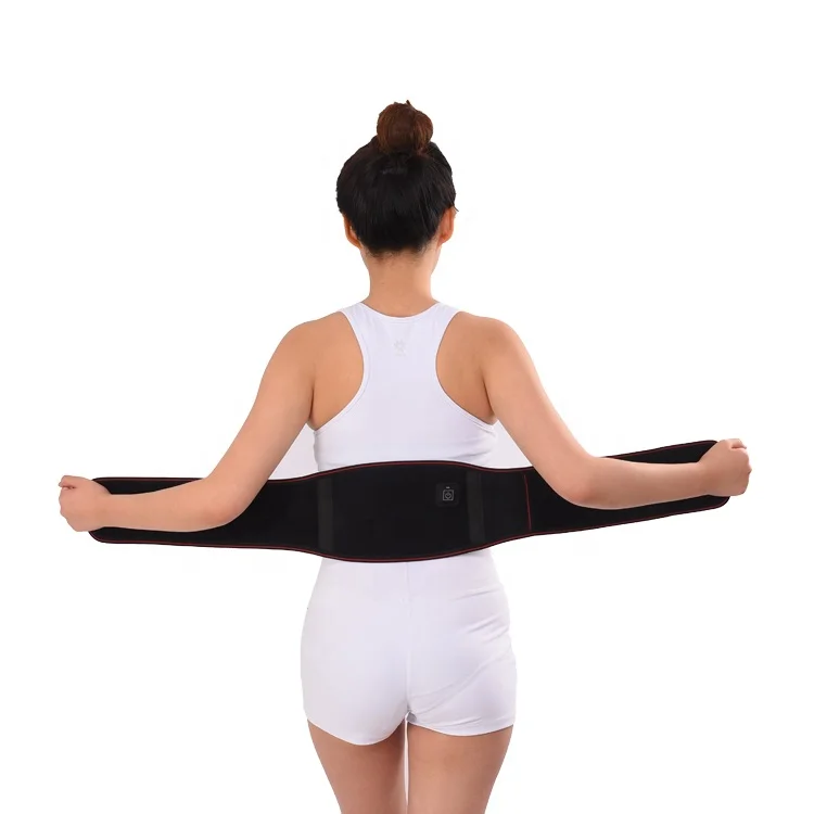 

Amazon Hot Sale Carbon Fiber Electric Heating Smart Control Neoprene Waist Support Belt, Black, silver