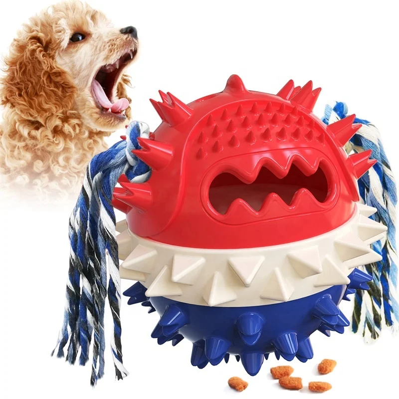 

High Quality Food Leaking Ball Toy Puppy Dental Care Supplies Squeak Pets Dog Molar Toys Pet Toy Bounce Ball, Multi