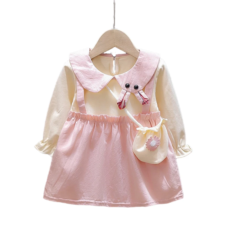 

Hot Sale Long Puff Sleeve Short Dress Children Baby Kids Little Girl Under 2 Years Old Skirt, Yellow, pink, orange