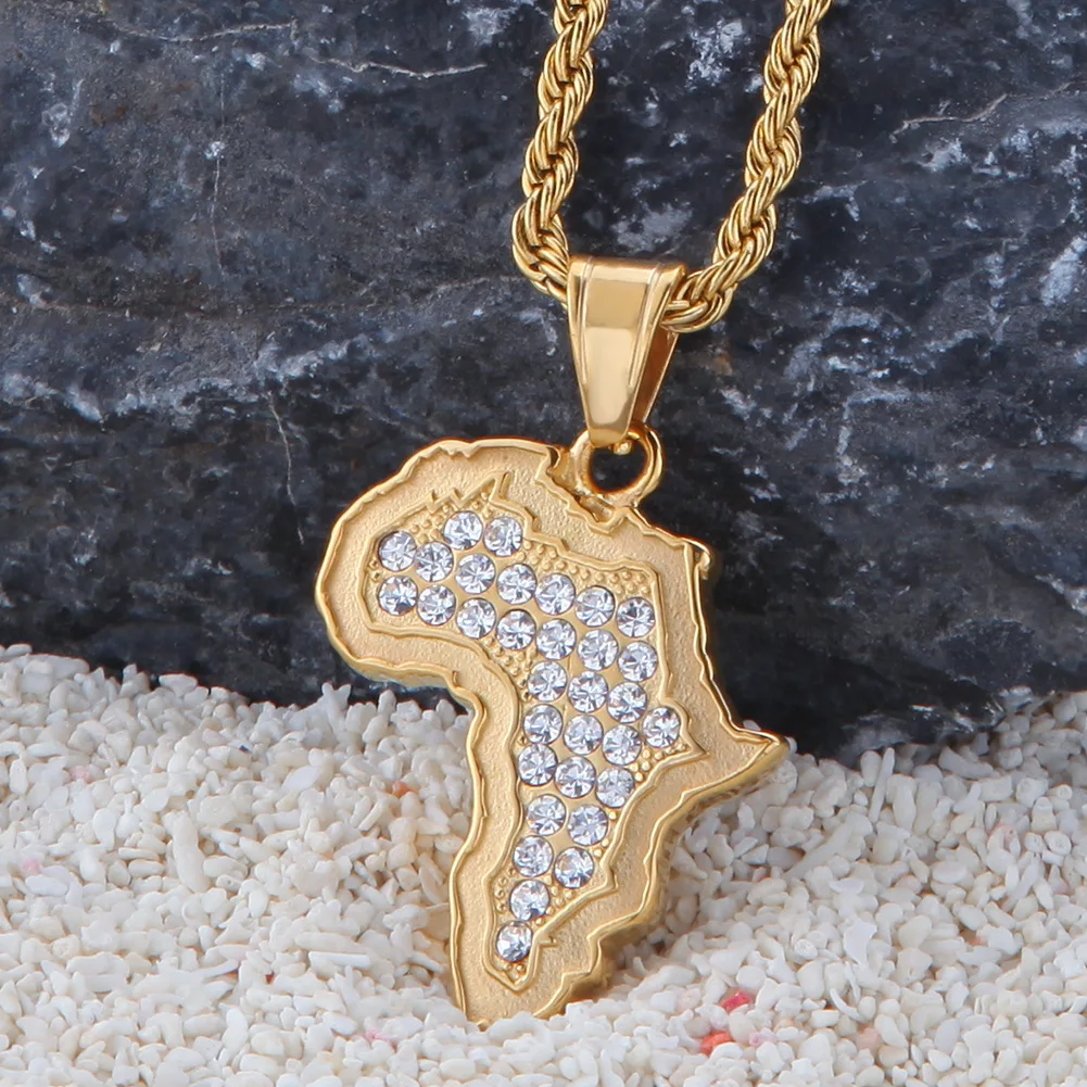 

Hip-hop Africa Map Pendant Necklaces Gold Color Jewelry For Women Men African Maps Jewellery Gifts