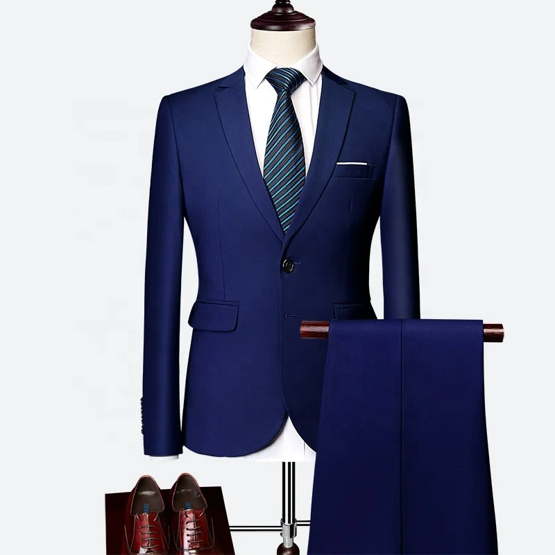 Hot Sale Quick Shipping One Button Latest Design 2 Pcs Coat Pant Business Suit Men
