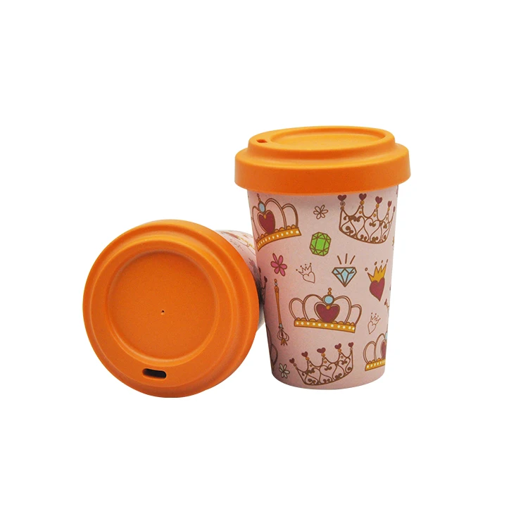 

Biodegradable Reusable Bamboo Fiber Mug Travel Bamboo cup Tea Cup With Lid, As picture