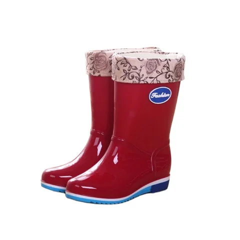 

Women's rain boots with velvet warm and detachable waterproof shoes flurry