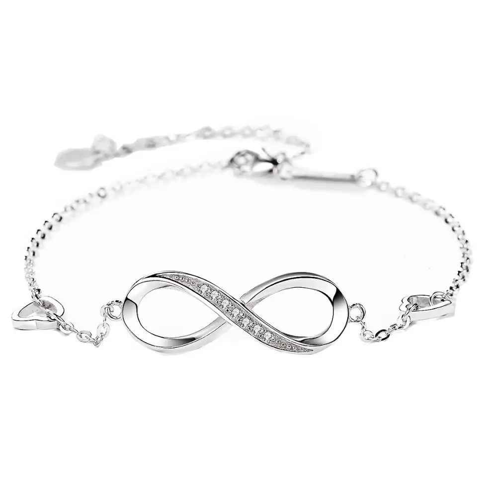 

GT07 Christmas Gift 8 Design Infinite Endless Love Symbol 925 Sterling Silver Charm Adjustable Infinity Bracelet