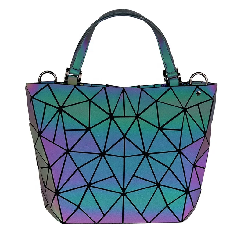 

Women Reflective Large Capacity Waterproof Geometric Bucket Bag