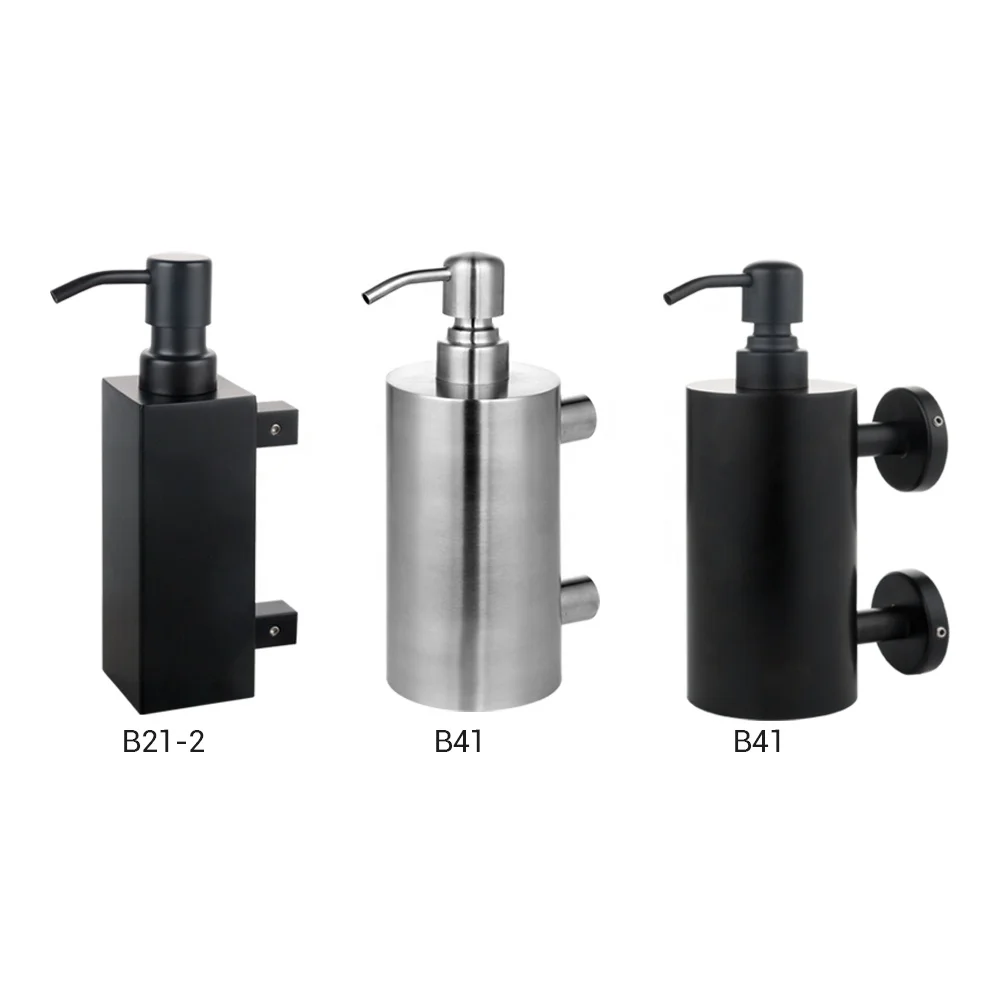 Low Price Black Bathroom Shower Soap Dispenser Metal Wall Shampoo Sink Mounted Dish Soap Dispenser for 500Ml Glass Bottles