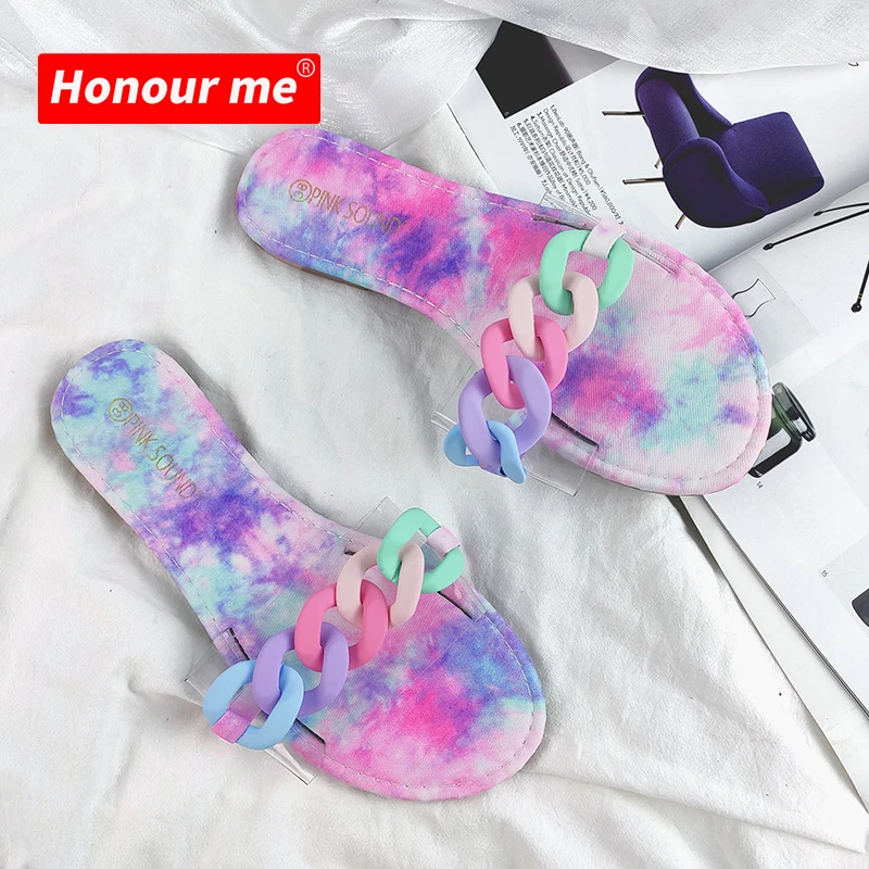 

Ladies sandal 2021 Wholesale women's sandals PVC plastic Clears Casual Shoes slides fancy chain slippers ladies summer sandals, 3 colors