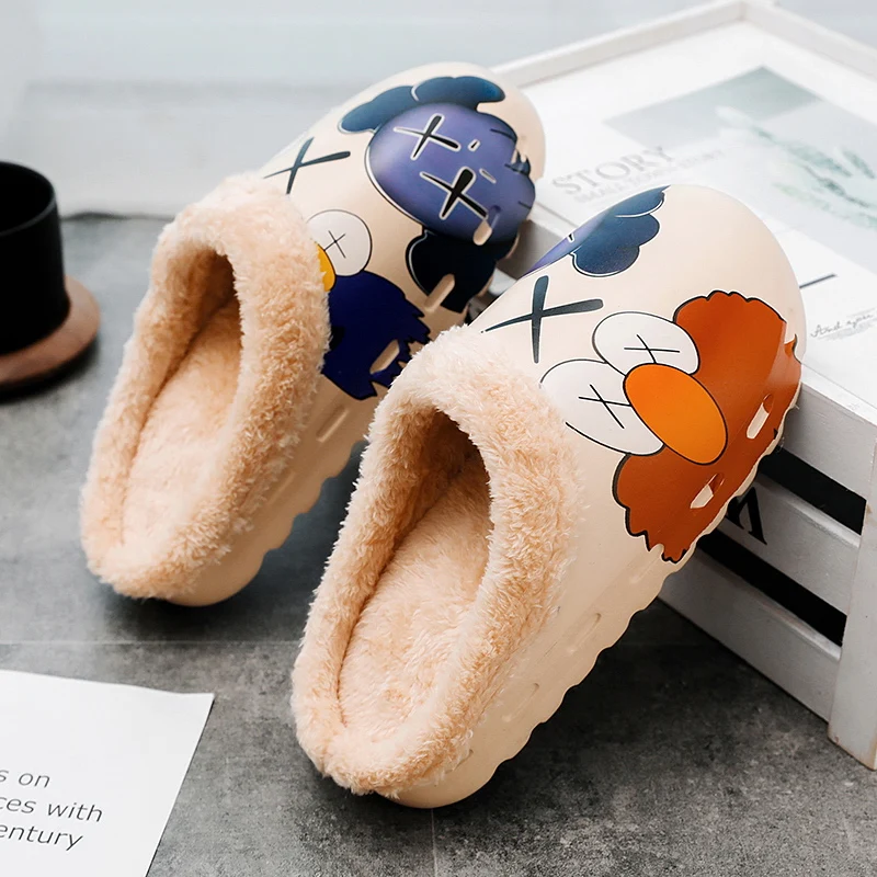 

New arrival Graffiti fur slippers ultra light for overseas hot style lovers yeezy slide add wool fur slipper