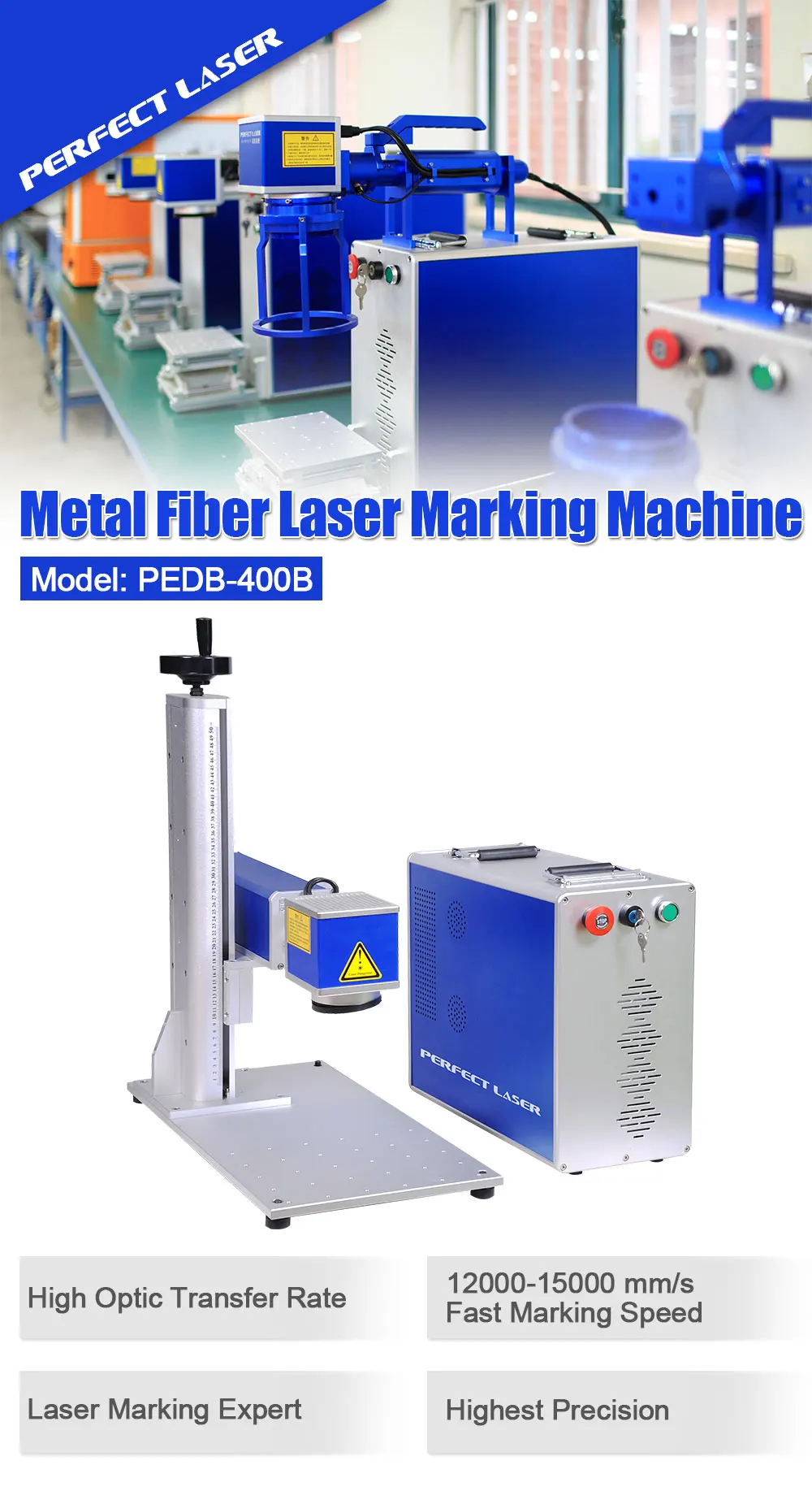 máquina de la marca del grabado del laser de la fibra del no metal del  metal de 10W 20W - Perfect Laser Co., Ltd. (China)