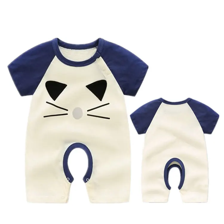 

Summer Explosion Baby One-piece Cotton Newborn Romper Short Sleeve Open Crotch Baby Summer Thin Style, As shown