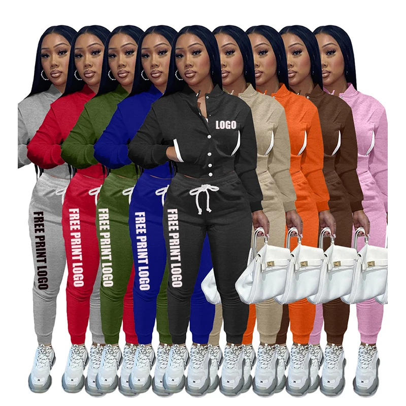 

Free shipping New arrival Fall Two Piece Set Women Clothing 2 Piece Set for Women Autumn Solid Top Two Piece Pants Set, Customized color