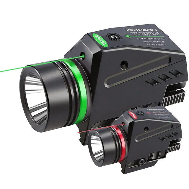 

Hunting Led Flashlight Red Laser Sight Combo Light Picatinny Rail Laser Sight Mount For Pistol Integrated Handgun Lighting, Black