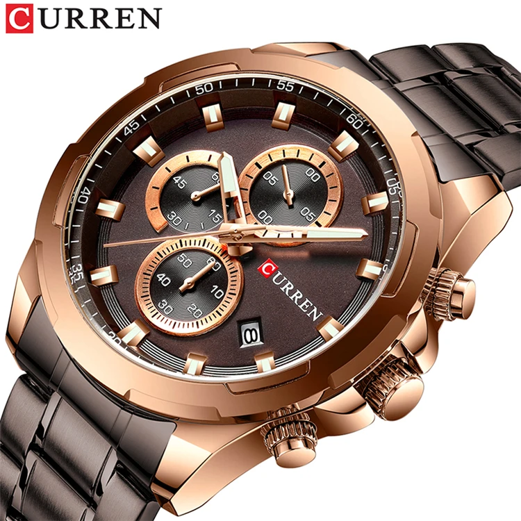 

CURREN 8354 Man WristWatch Waterproof Chronograph Sport Men Watch Military Army Top Brand Luxury Gold Stainless Steel Male Clock