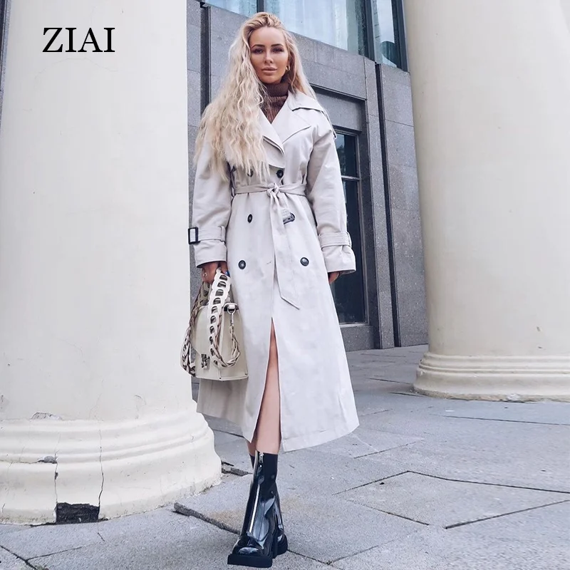 Good Quality OEM Customize Double Breasted  Oversized Waterproof Belted Classic Trench Coat Cool Trench Coat