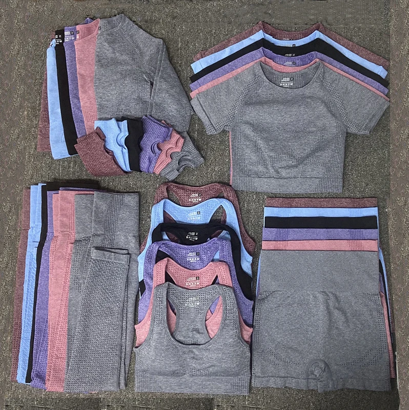 

New Arrilvals Private Label Top And Leggings Set Workout Wear Clothing Butt Lift Yoga Clothes Womens Leggings Set, As photo