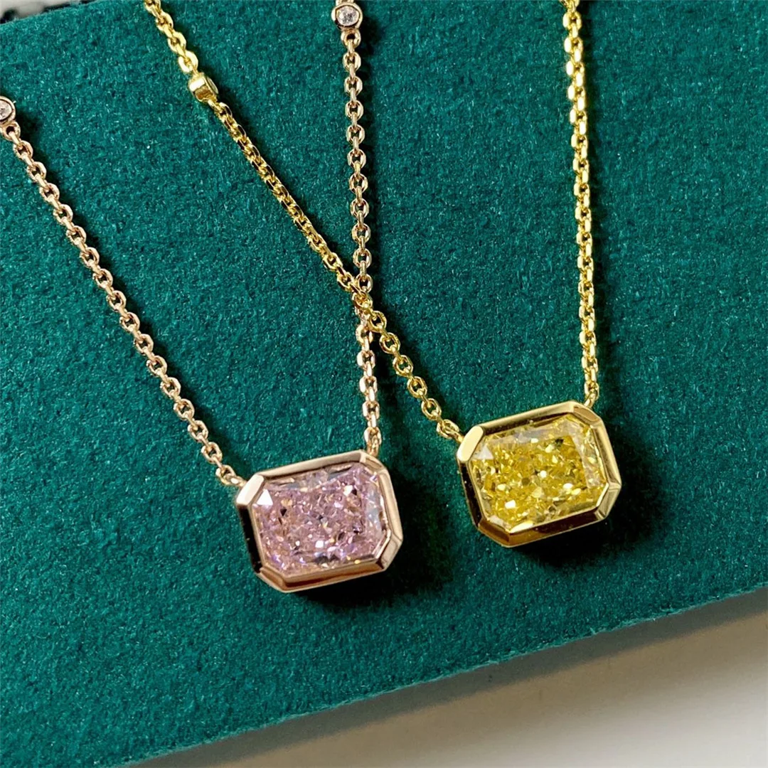 

Aimgal Fine Jewelry Wholesale Square Lab Fancy Color Diamond Necklace 2ct Yellow Pink Diamond Necklace