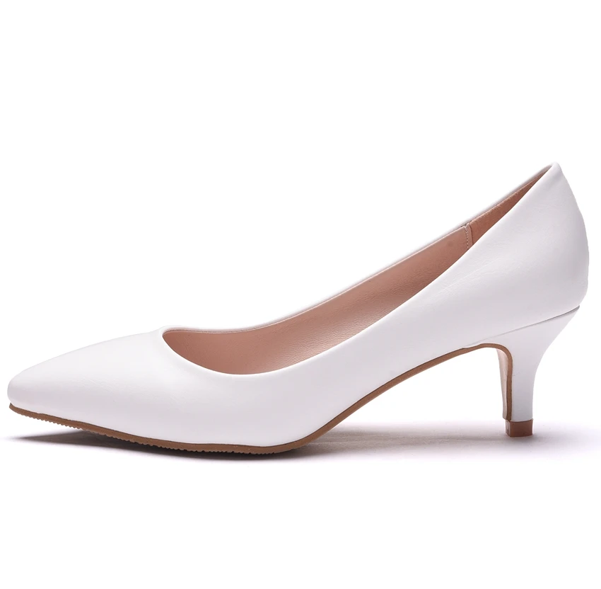 

5cm Kitten Heel Pointed Toe Plus Size White Pumps Shoes Thin Heel Women Bridal Wedding Shoes