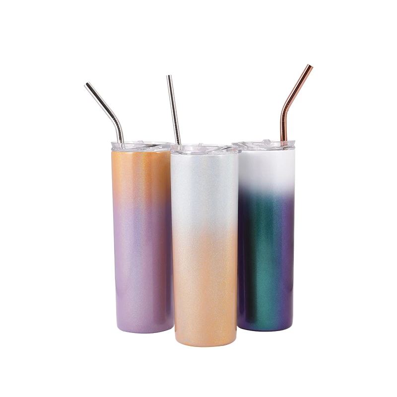 

2021 popular straight tumbler 15/20/30oz tumbler vacuum stainless steel insulated tumbler with straw, Customized color