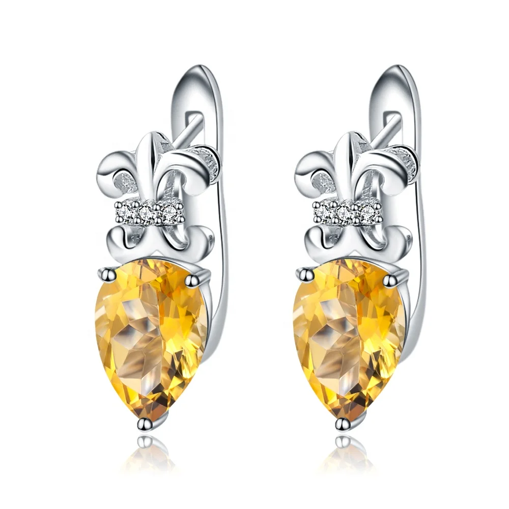 

Abiding Natural Citrine Gemstone Vintage Piercing Jewelry 925 Sterling Silver Clip On Earrings For Women