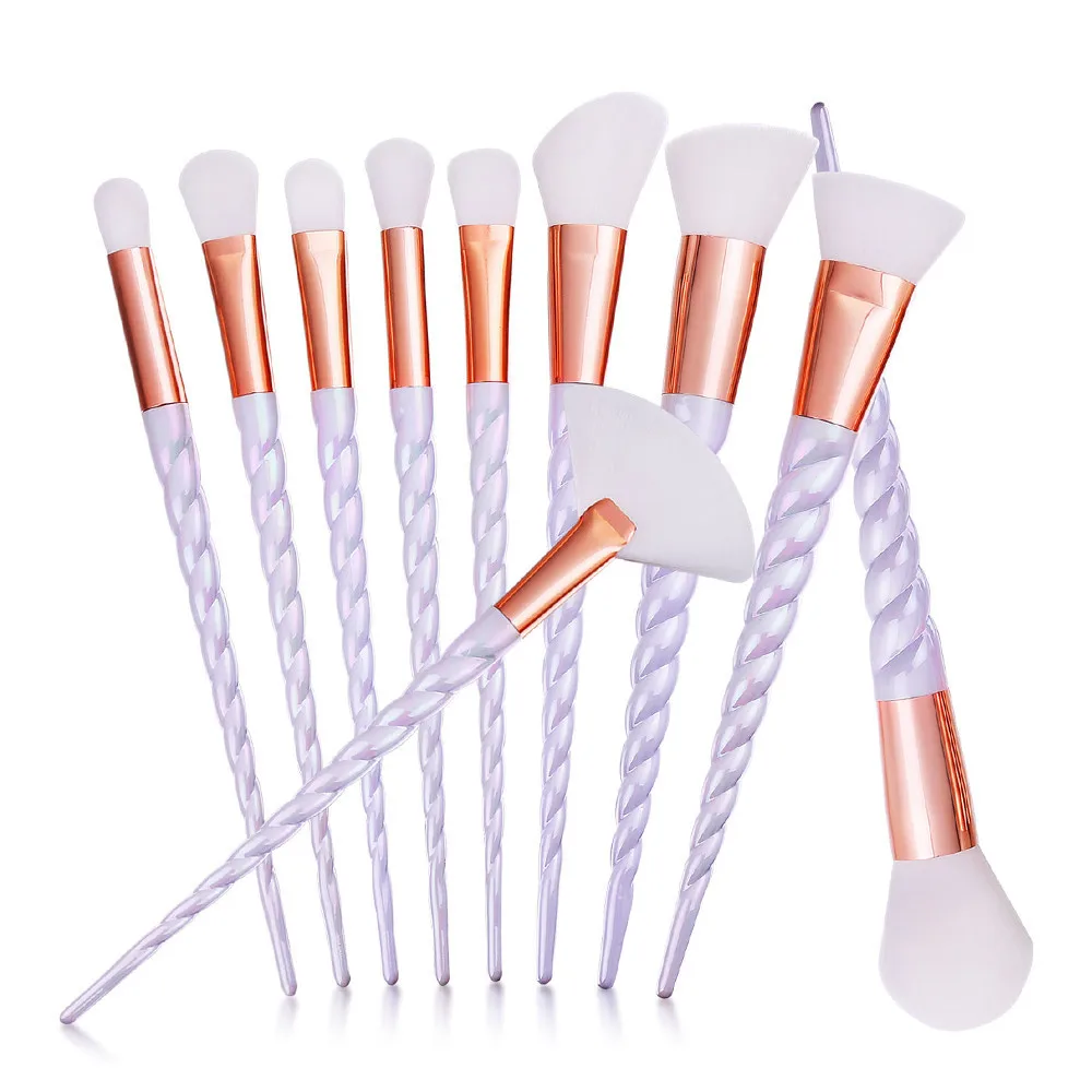 

high quality custom logo 10pcs brushes for makeup sets brochas para maquillajeestuches de maquillaje, White,colorful,black,pink,blue