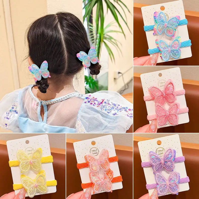 

Children Sweet Candy Colored Ponytail Elastic Hair Bands Hair Ties Headwear Accessories Butterfly Scrunchies Headband