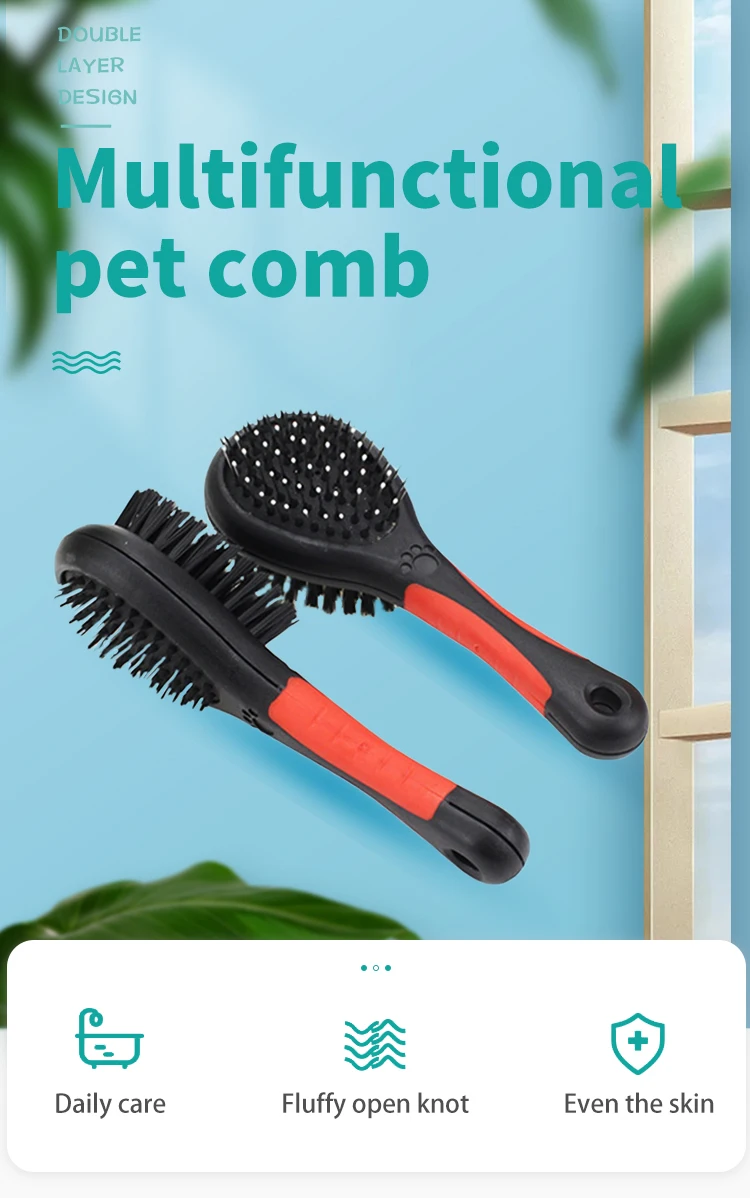 Rubber Material Handle Pet Hair Removal Comb With Handle Dog Brush Pet