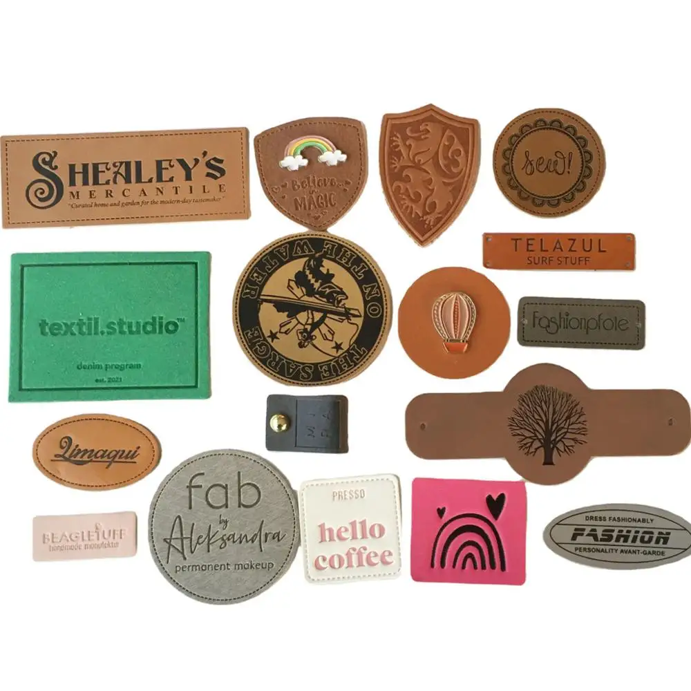 

Custom Genuine PU Leather Label Patch For Clothing Hat Jeans, Accept custom your own color