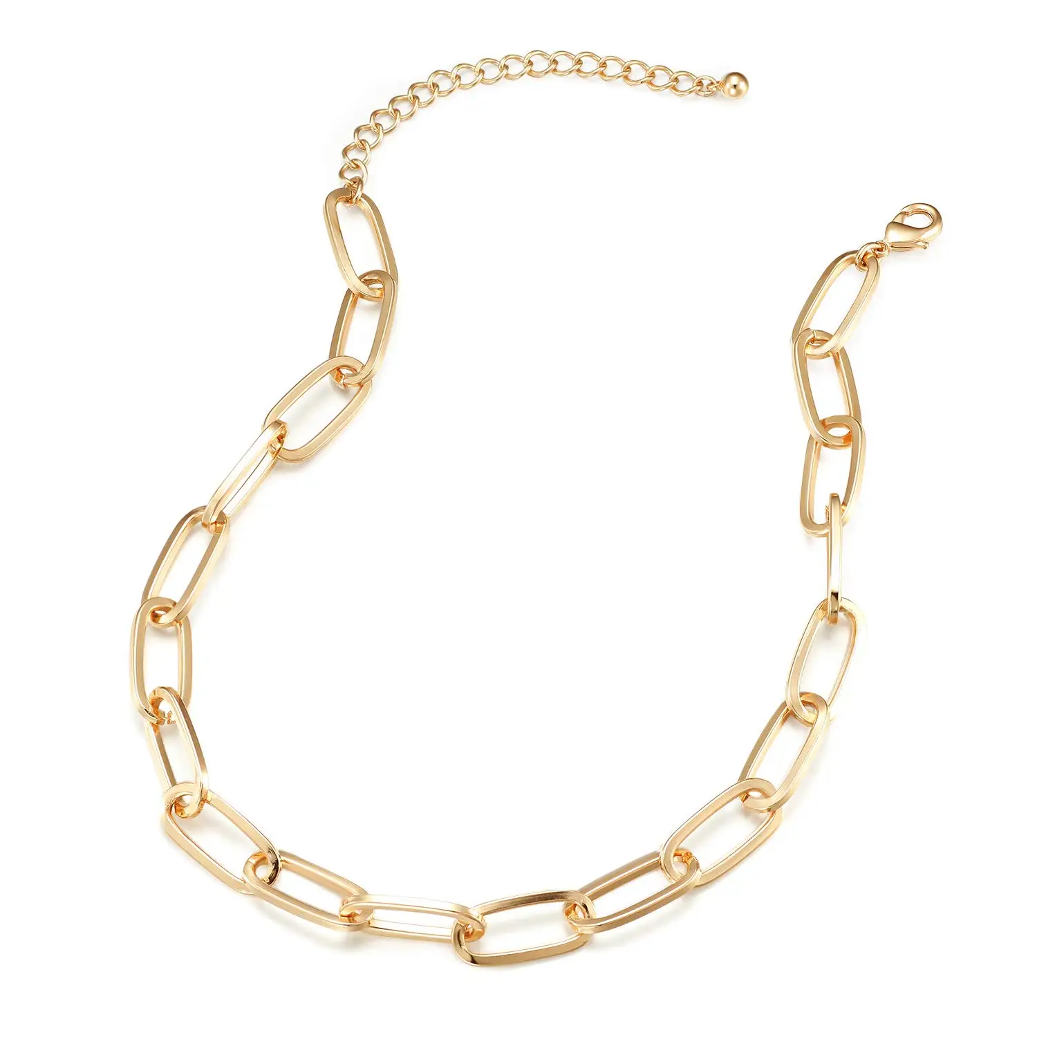 

Gold Chain Necklace and Bracelet for Women Ladies Dainty and Chunky Chain Link Paperclip Jewelry Set Choker Necklace Necklaces