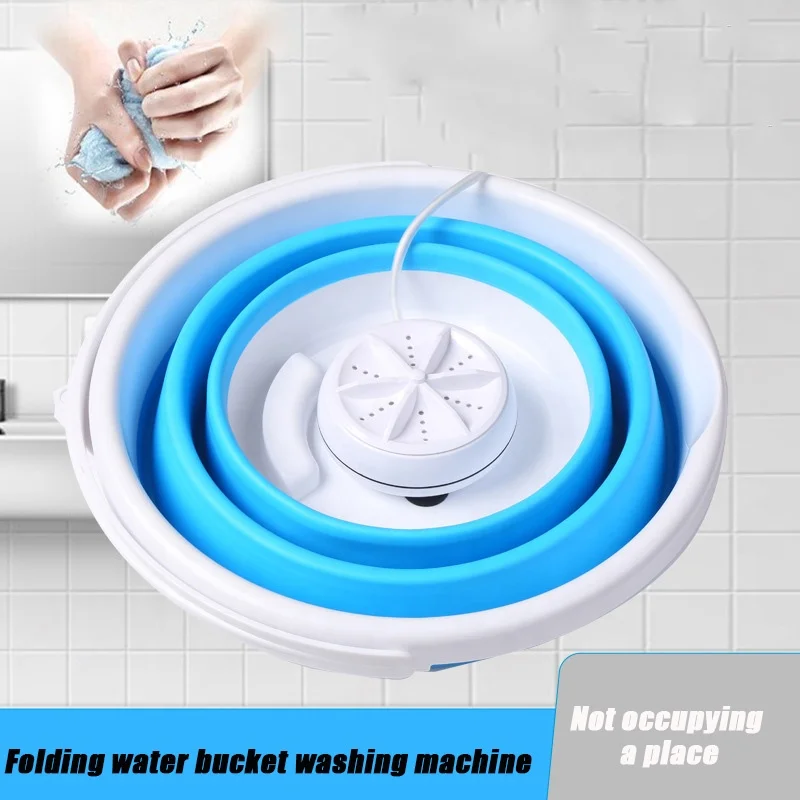 
Folding Laundry Tub Basin Portable Mini Washing Machine Automatic Clothes Washing Bucket 