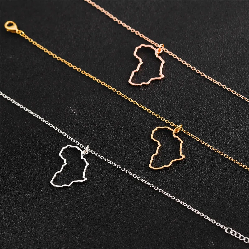 Simple Creative Rose Gold Africa Map Necklace For Women Fashion Female Motherland Chain Necklaces Ladies Party Pendants Jewelry