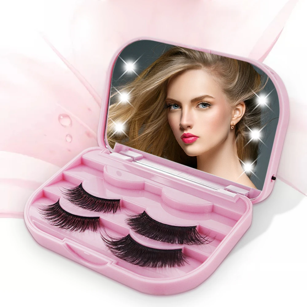 

Beauty hot selling led mirror with lashes convenient to take out portable mirror cosmetic