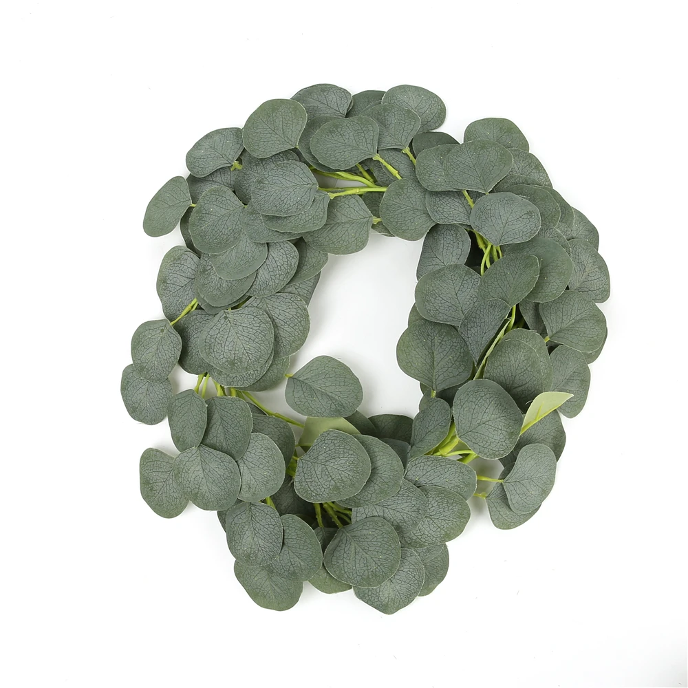 

Hot sale simulation eucalyptus leaf wedding decoration 2m simulation eucalyptus leaf rattan greenery garland, Green or customized color