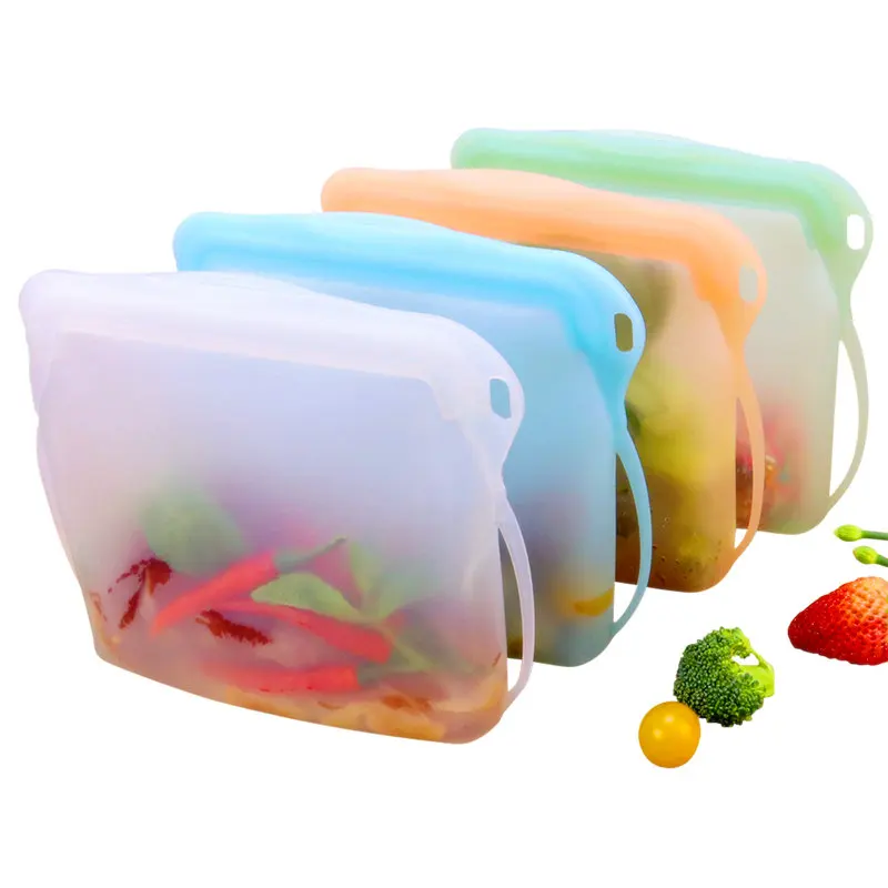 

Bpa free food grade dishwasher oven safe silicone fresh-keeping gallon zip lock sealed food pouch bag self sealing silicon bag