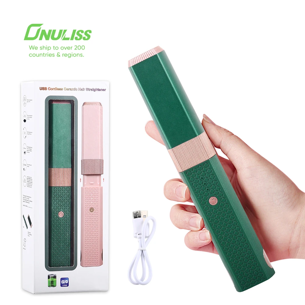 

2023 Salon Portable Pouch Wireless 2 in 1 Hair Straightener Comb Brush