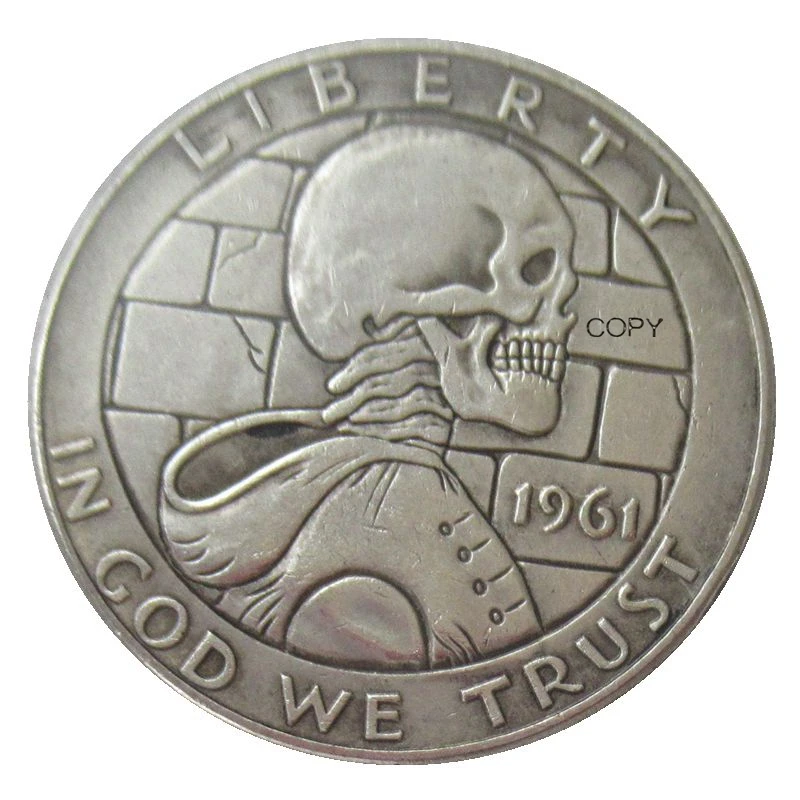 

FK(04) Hobo 1961 Franklin Half Dollar zombie skeleton Silver Plated Reproduction Commemorative Coins