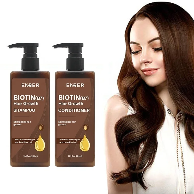 

Low MOQ Ekber Pure Argan Oil Thicker Stronger Hair Elastic Anti-inflammatory Biotin Hair Growth Shampoo Conditioner Bulk Sale