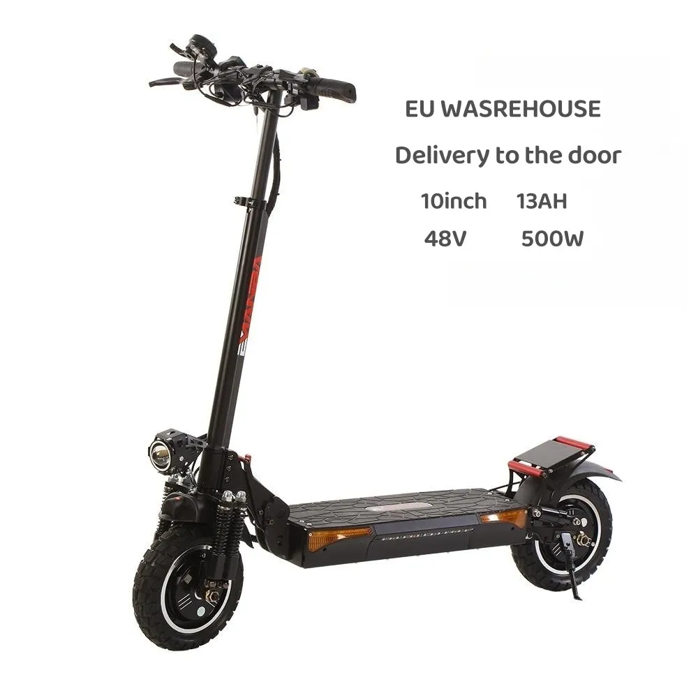 

2023 hot sale drop shipping with EU stock 10inch electric scooter 48V 500W hub motor 13ah max load 120kg 40-50km/h fast escooter