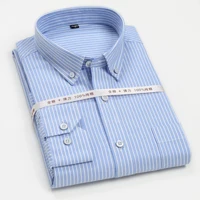 

Hot sale oxford slim striped men's shirts dress 100%cotton washed Oxford full long sleeve shirt new style