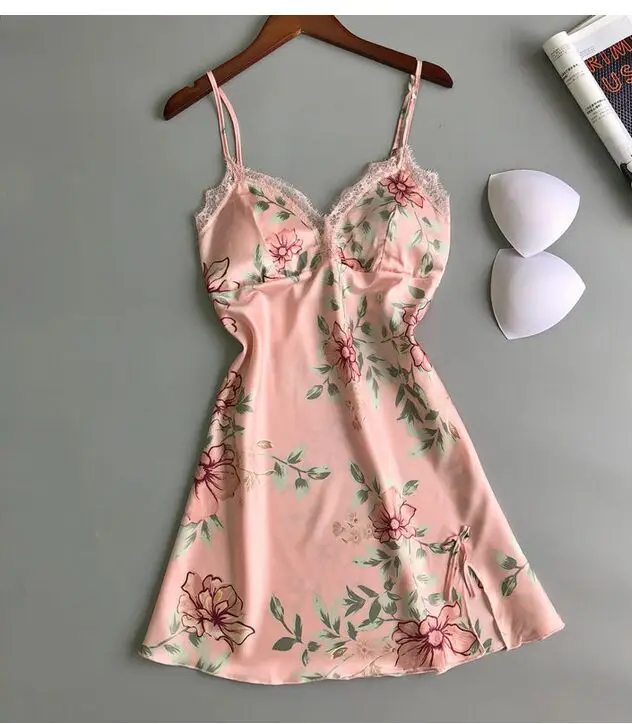 

SFY781 Sexy Women's Satin Silk Sleepwear Nightdress Lingerie Night Dress Skirt, Black,pink,blue