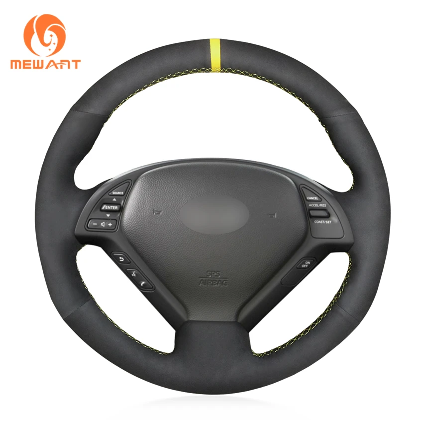 

Custom Hand Sewing Black Suede Steering Wheel Cover for Infiniti EX35 EX37 G25 G35 G37 Q40 Q60 Nissan Skyline