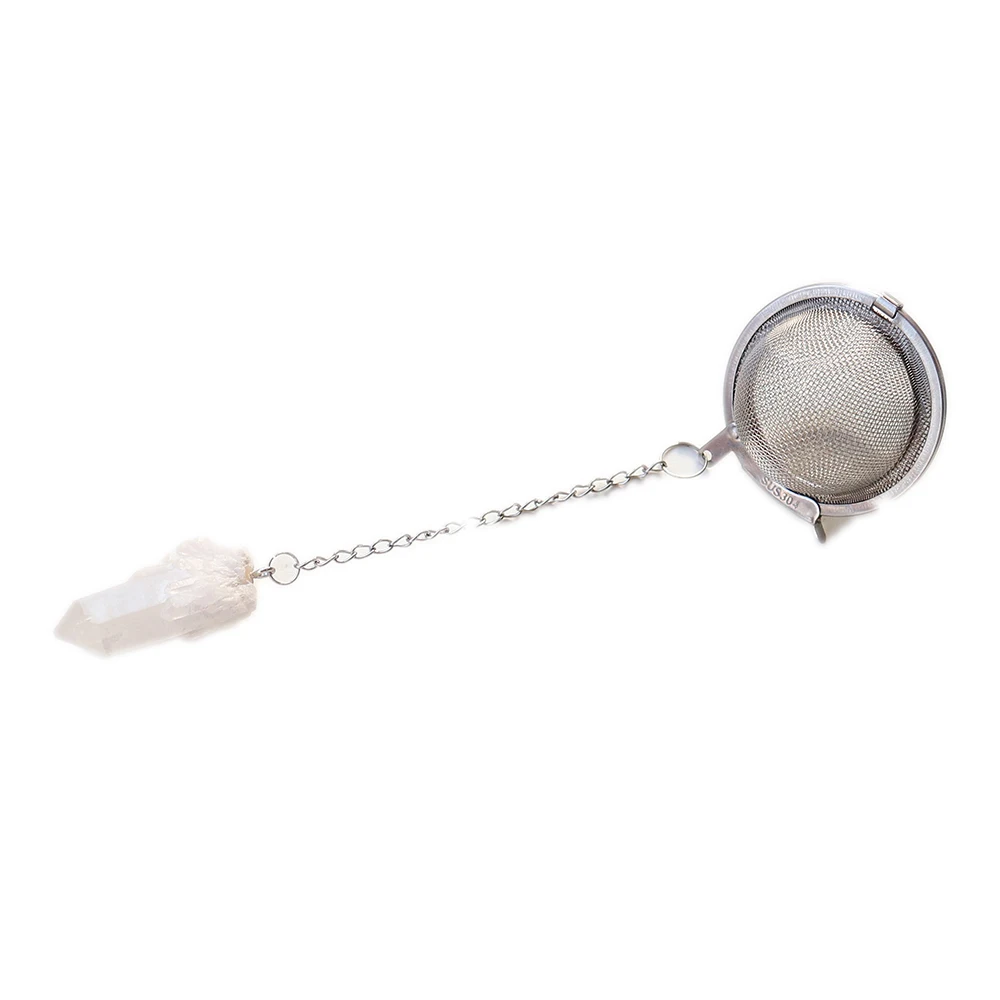 

1pc Natural Crytal stone Clear quartz crystal cluster 304 stainless steel Rough healing stone tea maker Tea filter