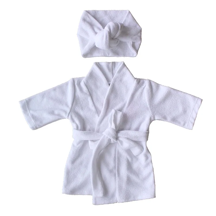 

Customizable white super soft newborn knotted kids children dressing gown, As picture showed