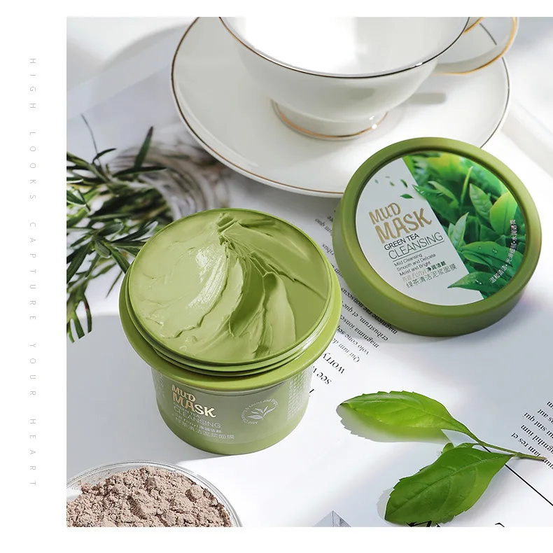 

Deep Cleaning Dead Sea Clay Anti-Aging Moisturizing Face Whitening Clean Matcha Green Tea Tree Mud Facial Mask, Green, custom with color is support